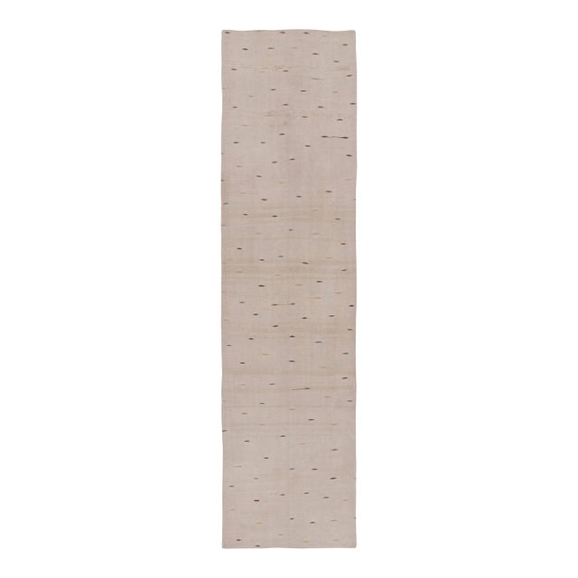 Rug & Kilim’s Contemporary Runner Rug, Beige and Cream Minimalist Design For Sale