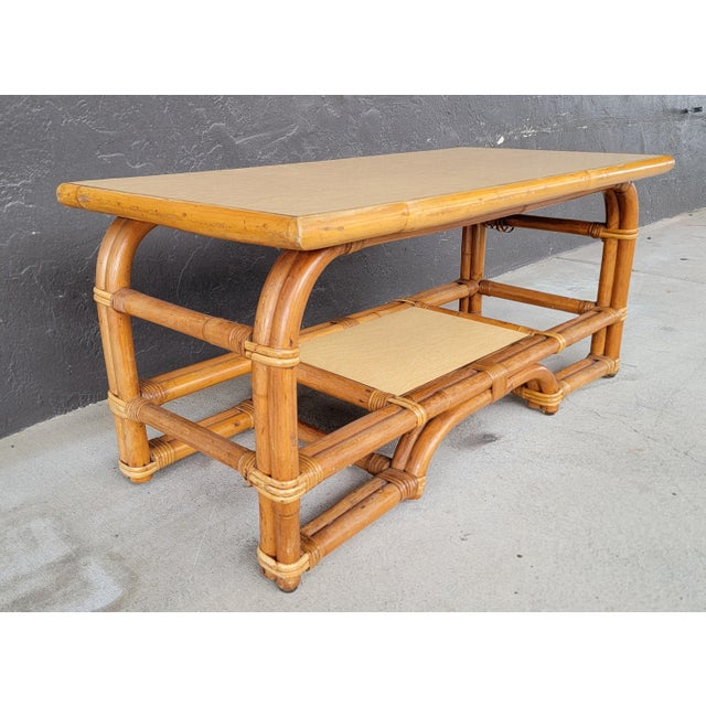Wood 1950's Mid-Century Modern Bamboo Coffee Table For Sale - Image 7 of 10
