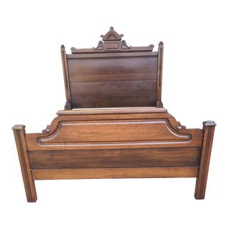 Early 20th Century Walnut Full Size Bed For Sale