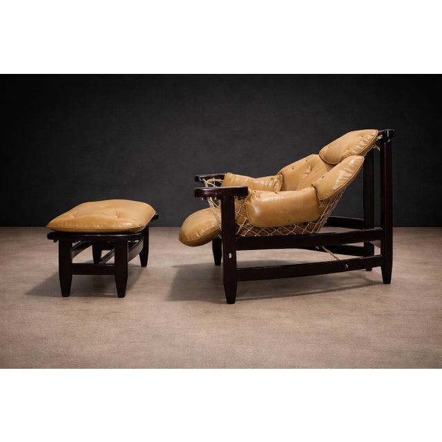 Jean Gillon “Jangada” Lounge Chair with Ottoman in Hardwood & Leather, Jean Gillon, 1970s – Lot 213 For Sale - Image 4 of 16
