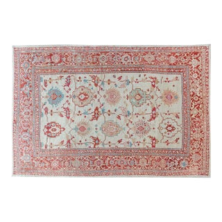 Authentic Persian Sultanabad Rug in Beige, Brown, Green, Red For Sale
