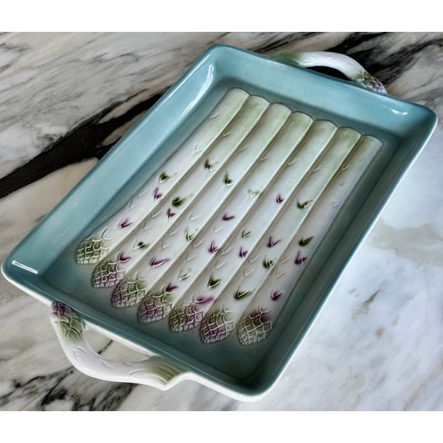 Made in Italy Vintage Asparagus Plate With Handles For Sale - Image 10 of 17