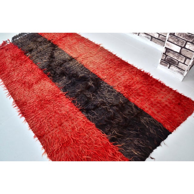 Red Vintage Anatolian Angora Wool Carpet For Sale - Image 8 of 10
