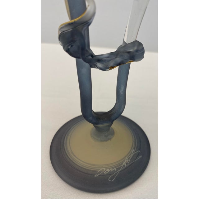 French Art Deco Style Translucent Glass Bud Vase Manner Erte Elte Vase For Sale - Image 4 of 7