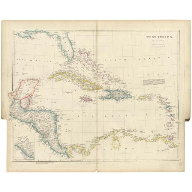Antique Map of the West Indies by J. Arrowsmith, 1842 For Sale - Image 9 of 9