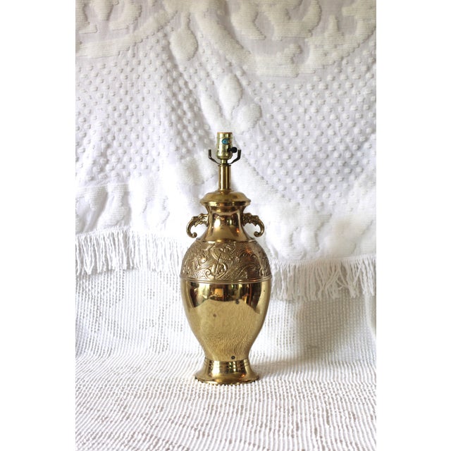 1970s Brass Dragon Urn Lamp Attributed to James Mont For Sale - Image 11 of 11
