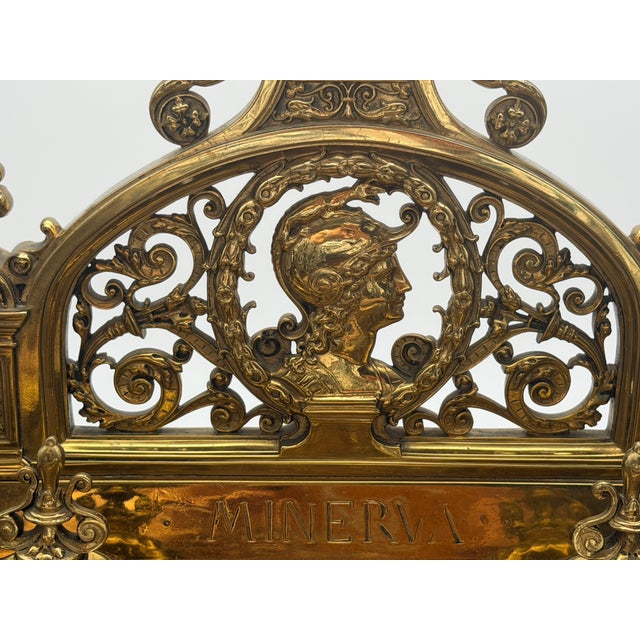 Sculpture Materials Late 19th Century Ornate Neoclassical Style Brass Double Inkwell Desk Set - "Minerva" & "Medusa" For Sale - Image 7 of 16