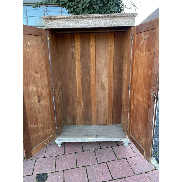 Anglo-Indian Solid Teakwood Press Armoire Wardrobe Cupboard, Mid 19th Century For Sale - Image 15 of 16