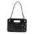Black Quilted Patent Graphic Catch Small Shopping Bag For Sale