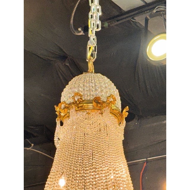 French Louis XVI Style Gilt Bronze and Crystal Basket Chandeliers For Sale In Dallas - Image 6 of 6