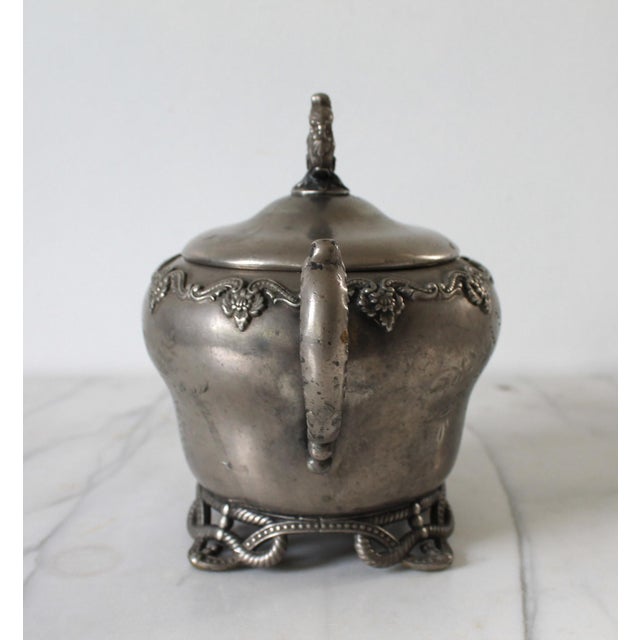 Early 20th Century Antique Victorian Quadruple-Plate Footed Lidded Sugar Bowl For Sale - Image 5 of 12