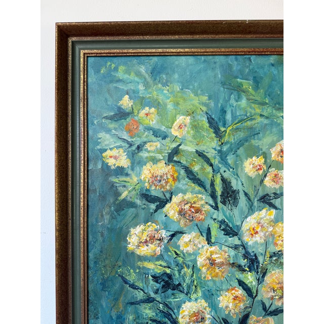 1980s 1980’s Vintage Qeri Wister Floral Still Life Oil on Canvas Painting, Framed For Sale - Image 5 of 14