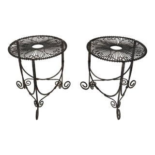 Vintage Round Wire Side Tables -a Pair For Sale