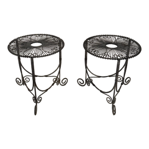 Vintage Round Wire Side Tables -a Pair