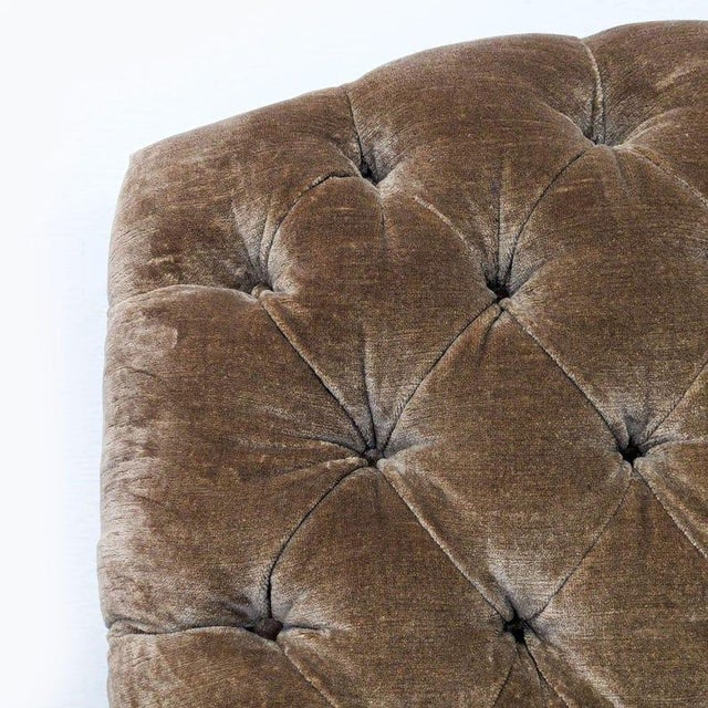 Vintage Victorian Tufted Velvet Lounge Chair With Carved Wooden Accents For Sale - Image 4 of 10