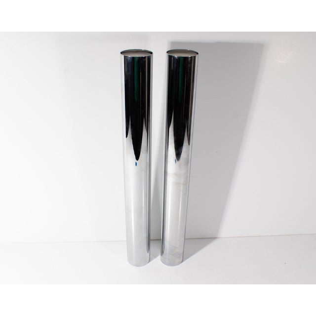 Metal Pair of Philippi Chrome Candle Holders For Sale - Image 7 of 8