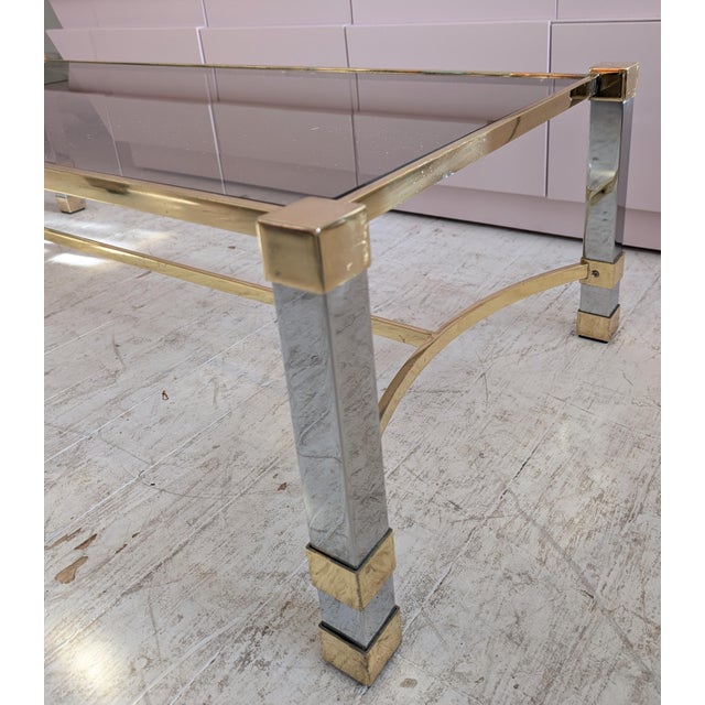 Large Mid-Century Hollywood Regency Chrome and Gilt Coffee Table, 1970s For Sale - Image 9 of 15