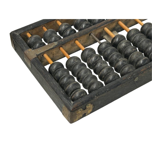 Black Chinese Vintage Black Wood Abacus Fengshui Paperweight Display For Sale - Image 8 of 10