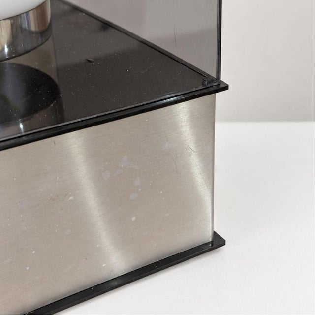 Gray Space Age Lamp in Acrylic Glass, Metal and Opaline Glass, 1970s For Sale - Image 8 of 9