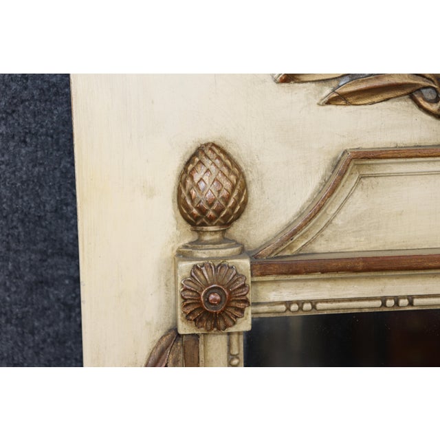 Cream French Louis XVI Style Parcel Painted & Gold Trumeau Mirror For Sale - Image 8 of 8
