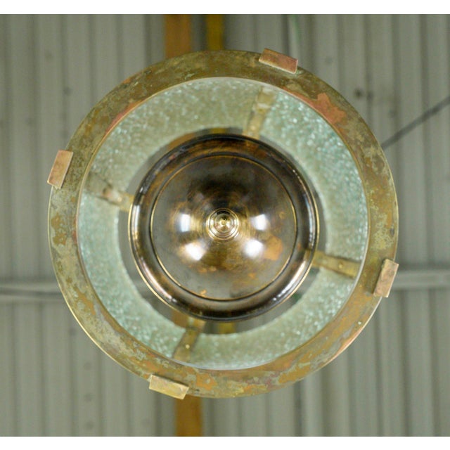 Bronze 1940s Federal Bronze Clear Pebbled Glass Hanging Lantern For Sale - Image 8 of 11