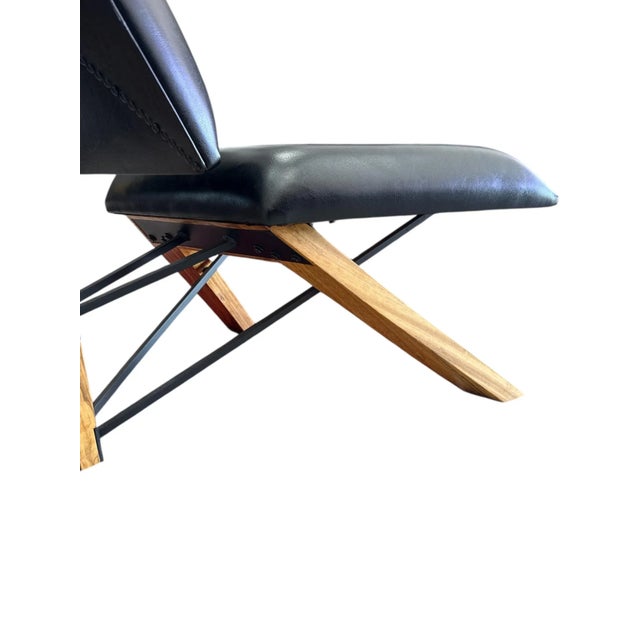 Early 21st Century Adesso Hahn Black Leather Lounge Chair For Sale - Image 5 of 5