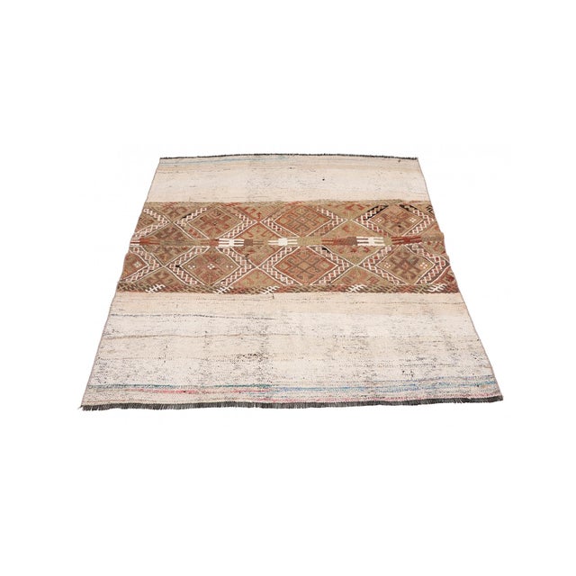 Embroidered Vintage Turkish Kilim Rug - 3`11″ X 4`6″ For Sale - Image 4 of 6