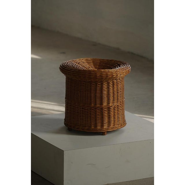 Mid-Century French Bohemian Rattan Side Table or Stool, 1950s For Sale - Image 13 of 17