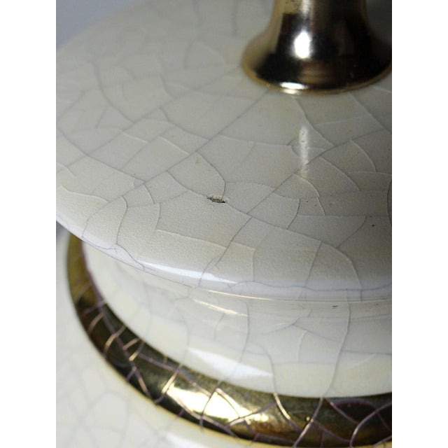 Crackle-Glazed Ivory and Gold Earthenware Lamp attributed to Le Dauphin, 1980s-1990s For Sale - Image 11 of 14