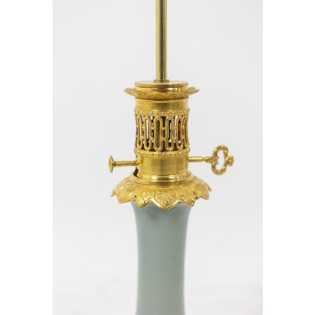 Table Lamps in Céladon Porcelain and Gilt Bronze, 1880s, Set of 2 For Sale - Image 5 of 9