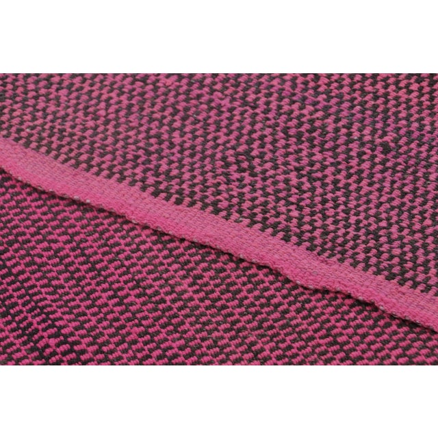 Textile Vintage Frazada Kilim in Pink and Black Geometric Striped Pattern - Rug & Kilim For Sale - Image 7 of 7