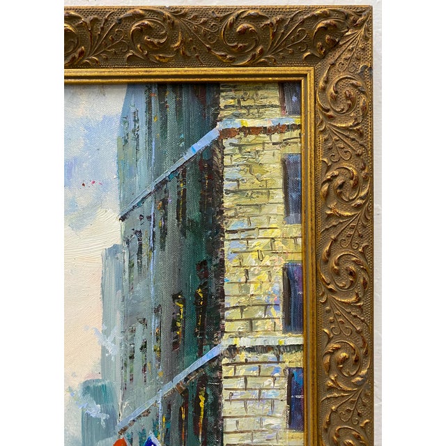 20th Century Cityscape W/ Figures & Flags by Sebastian For Sale In San Francisco - Image 6 of 13