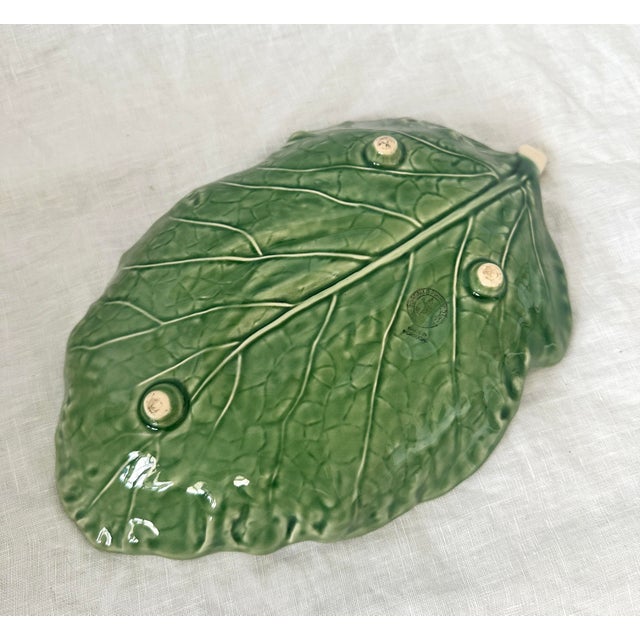 1990s Bordallo Pinheiro Green Cabbage Leaf Relish Dish For Sale - Image 5 of 6