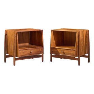 Kipp Stewart for Drexel Declaration Mid Century Walnut Floating Nightstand For Sale