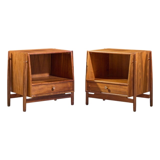 Kipp Stewart for Drexel Declaration Mid Century Walnut Floating Nightstand For Sale