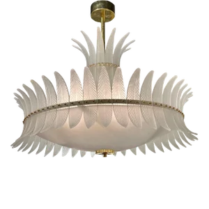 Modern Art Deco Style Murano Glass "Plume" Chandelier