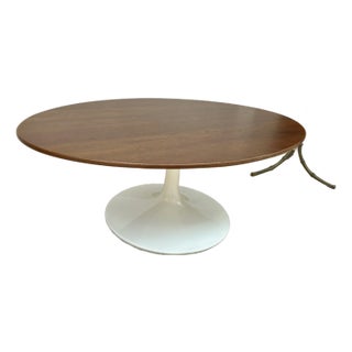1960s Walnut Topped Oval Coffee Table Attributed to Eero Saarinen For Sale
