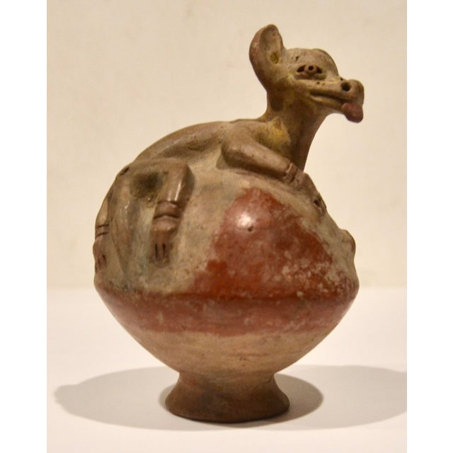 Amazing Ancient Pre Columbian Mexico spheroidal reddish brown terracotta animal whistle c.100 BC-250 AD. 6.75" H. Still...