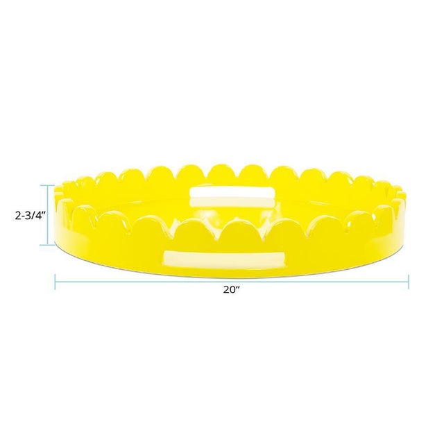 Round Scalloped Riviera Tray - Yellow For Sale In Chicago - Image 6 of 9