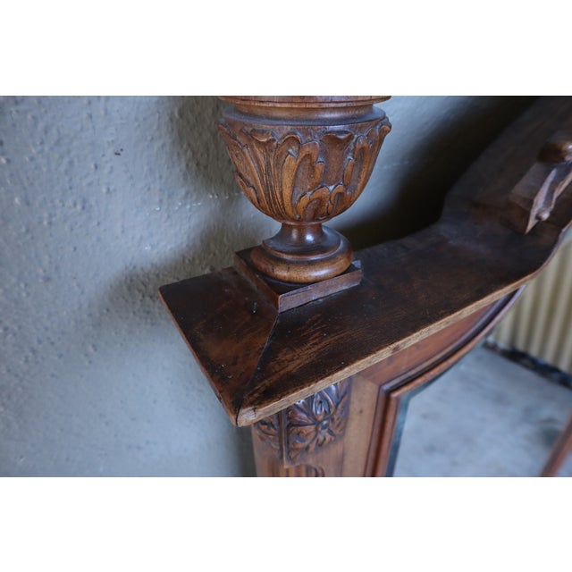 French Antique French Carved Walnut Arch Mercury Mirror For Sale - Image 3 of 12