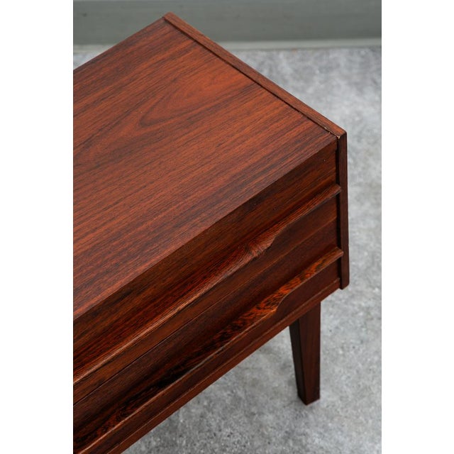 Mid Century Danish Modern Side Table Entryway Chest 2 Drawer Rosewood Bedside For Sale - Image 10 of 12
