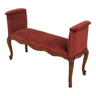 French Louis XV Cherry Upholstered Window Seat For Sale