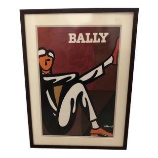 Bernard Villemot Late 20th Century Bally Man Lithograph Poster, Framed For Sale