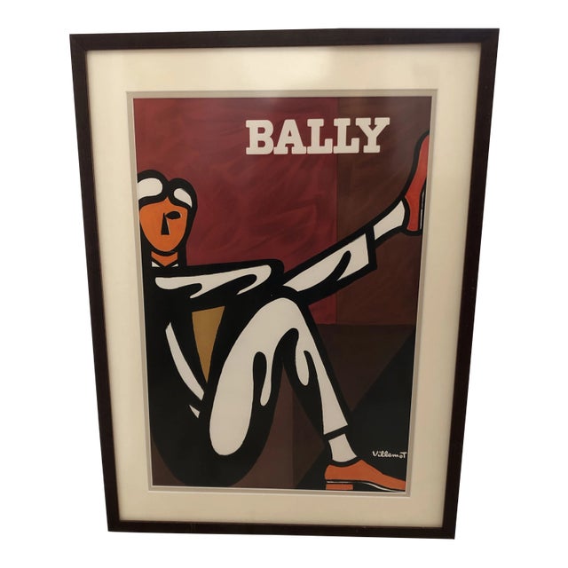 Bernard Villemot Late 20th Century Bally Man Lithograph Poster, Framed For Sale