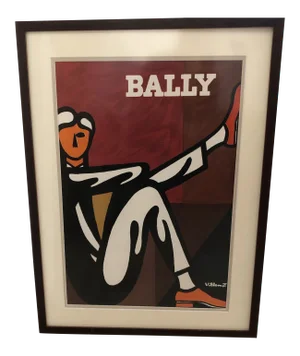 Bernard Villemot Late 20th Century Bally Man Lithograph Poster, Framed