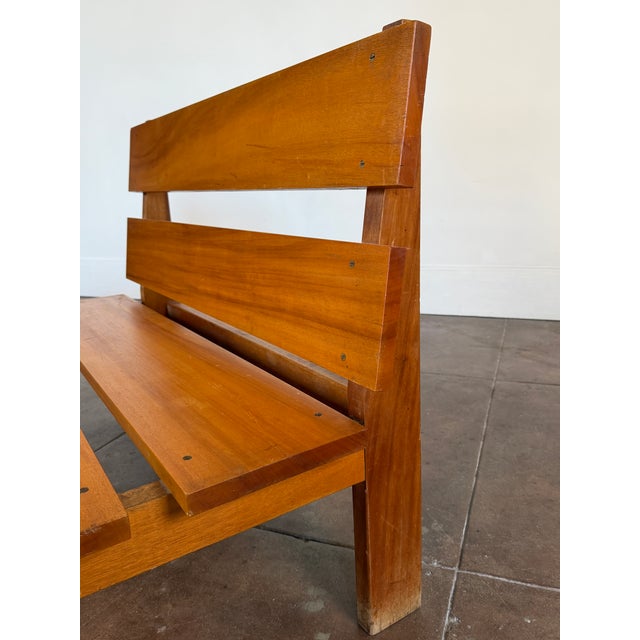Vintage French 1950s Brutalist Mahogany Bench For Sale - Image 17 of 18