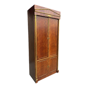 Vintage Mastercraft Brass-Mounted Walnut Media Armoire / Bar Cabinet