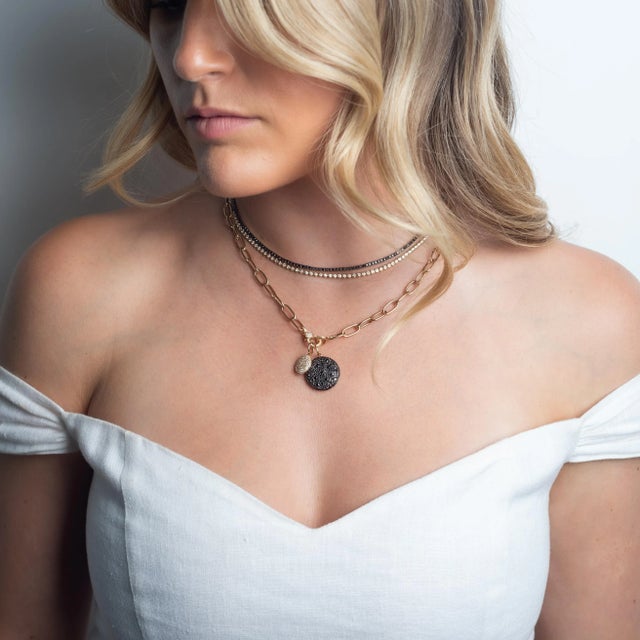 Rocks With Soul Rocks With Soul Black Diamond Tennis Necklace For Sale - Image 4 of 5