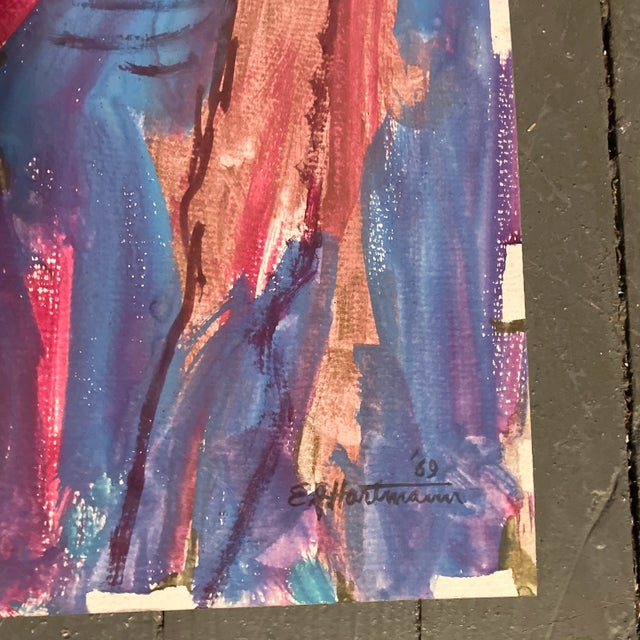 Original 17.75 x 23 painting on paper signed bottom right dated 69 unframed