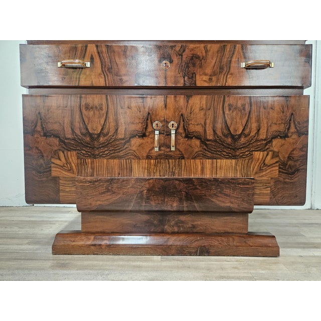 Art Deco Walnut Burl Sideboard with Mirror, 1940 For Sale - Image 15 of 18